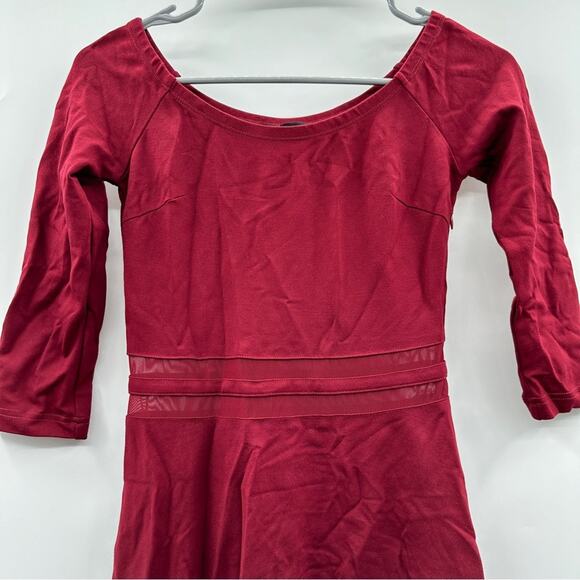 Lulus‎ Yes to the Mesh Wine Red Half Sleeve Skater Mini Dress Size S - Picture 3 of 11
